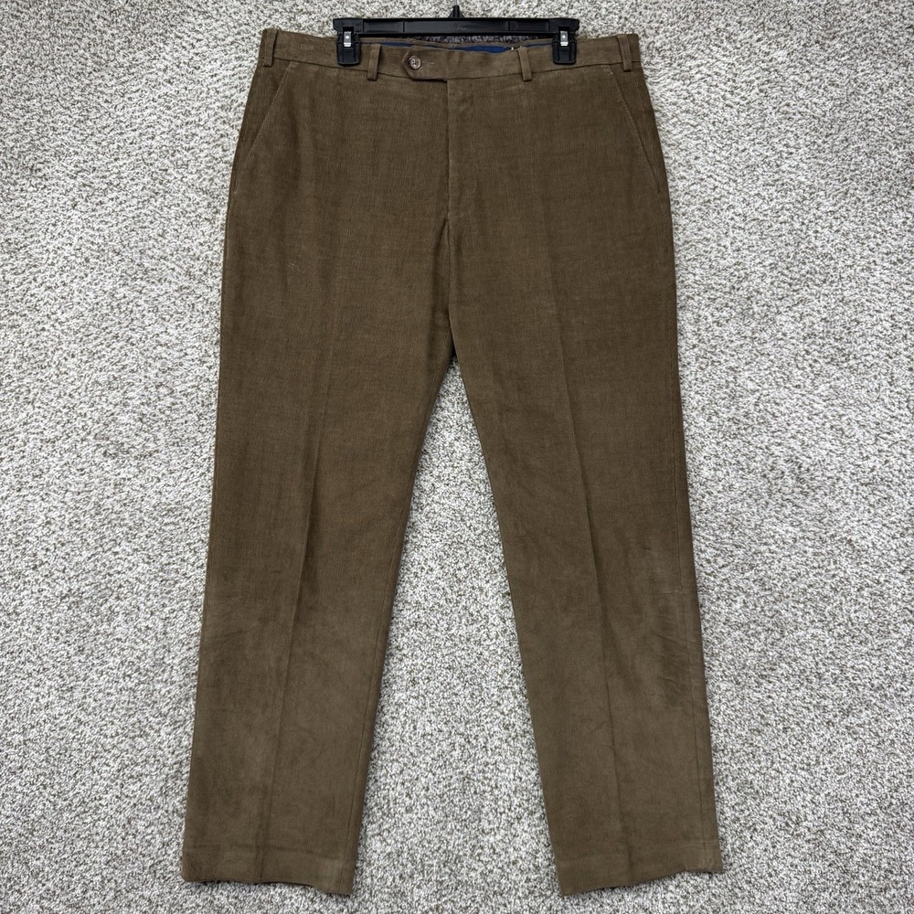Lauren Ralph Lauren Corduroy Pants Men's Size 36x30 Brown Flat Front Pockets Dog